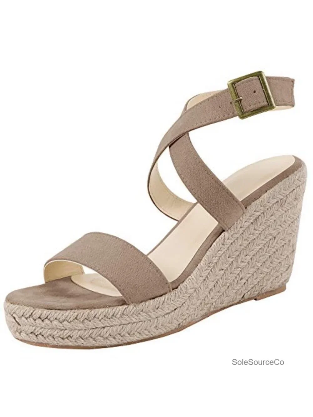 Coutgo Women's Open Toe Wedge Platform Espadrille Sandals Ankle Strap Buckle